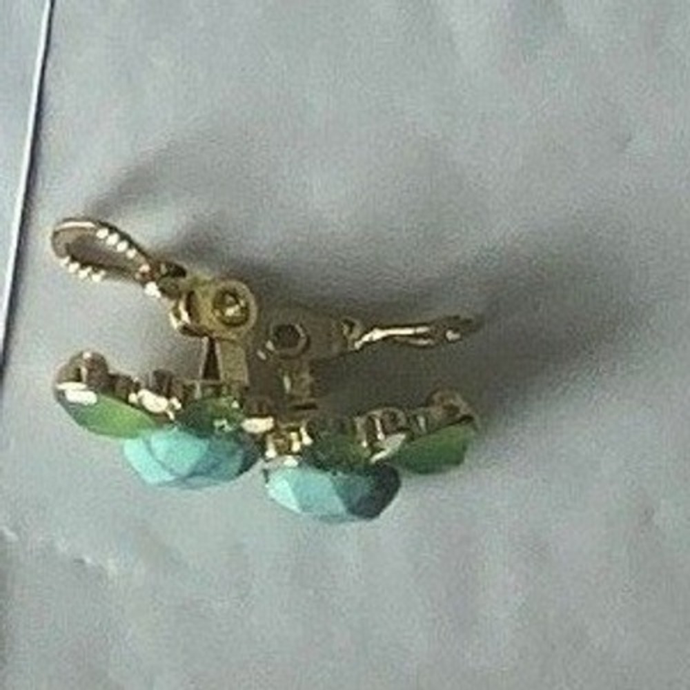 Vintage Butterfly‎ Pendant Necklace Turquoise Stones Gold Tone